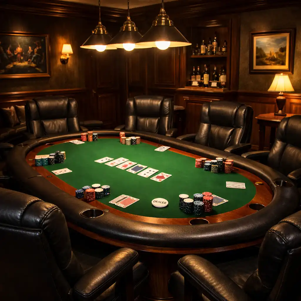 Poker room z profesjonalnym stołem