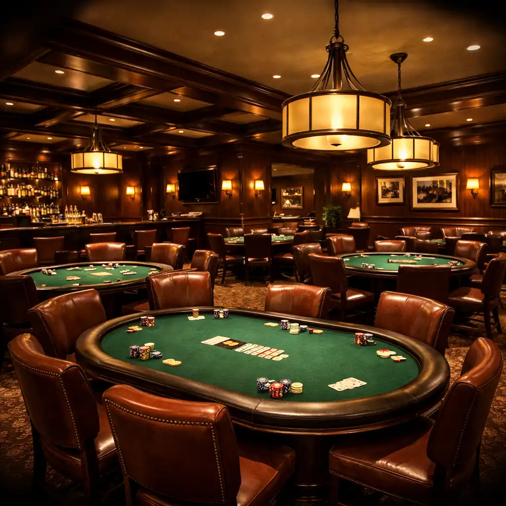 Poker lounge z profesjonalnymi stołami